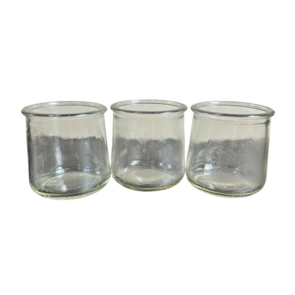 Set of 3 Clear Glass Mini Pots DIY Crafts Planter Repurposed Yogurt Jars - Picture 1 of 7